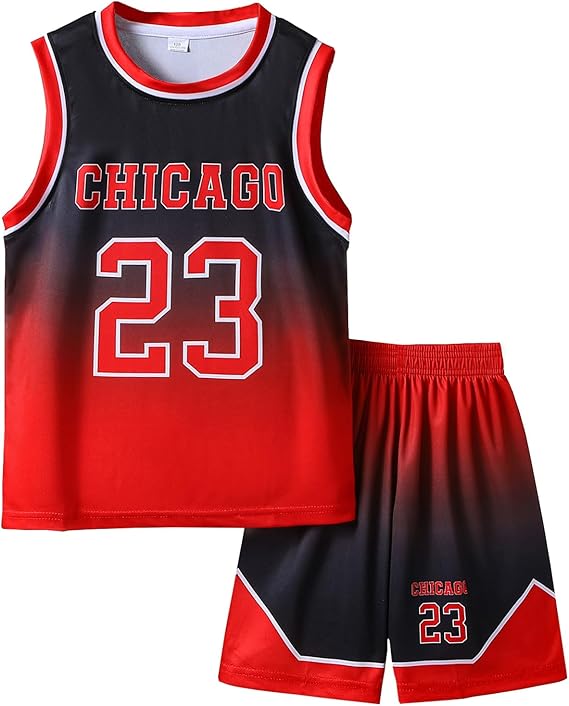 Basketball Jerseys 23# for Kids Youth Sports T-Shirt Jersey Boys Girls Gradient Basketball Uniform Set 6-16Years